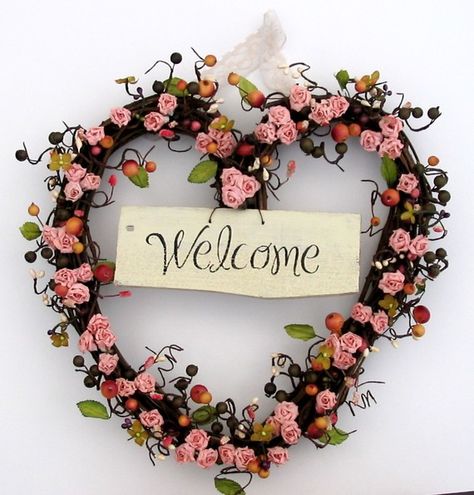 ~ Welcome~ Inspirational Encouragement, Contract Management, Heart Shaped Wreaths, Welcome To The Group, Faith Christian, Welcome Wreath, Rose Cottage, Happy Heart, Have A Blessed Day