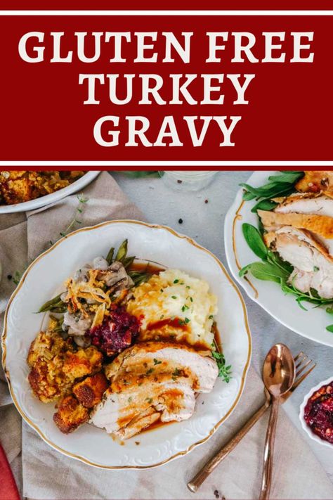 Easy homemade turkey gravy recipe that can be made without or with pan drippings. Uses turkey or chicken stock. Gluten- free and dairy-free. Use potato starch or cornstarch. The perfect recipe for Thanksgiving! #thanksgivingrecipes Gluten Free Turkey Gravy Recipe, Therapeutic Diet, Recipe For Thanksgiving Dinner, Gluten Free Turkey Gravy, Gluten Free Gravy Recipe, Vegetarian Turkey, Turkey Gravy From Drippings, Homemade Turkey Gravy, Making Turkey Gravy