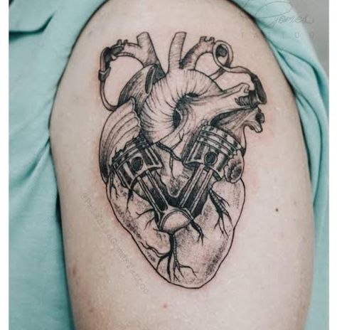 Piston Heart Tattoo, Mechanic Heart Tattoo, Heart Engine Tattoo, Heart Like A Truck Tattoo, Engine Heart Tattoo, Car Enthusiast Tattoo, Motorcycle Tattoo For Women, Mechanical Heart Tattoo, Wrench Tattoo