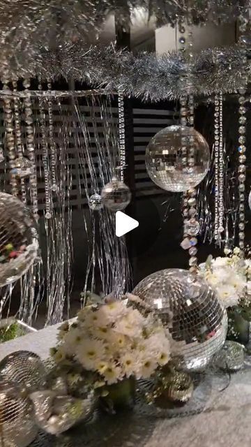 Tablescapes By P - where elegance meets deisre on Instagram: "Disco Theme Party  Personalized set up !  Have a celebration ?  call us  # +917411432541  #birthday  #anniversary  #occasions  #occasion  #tablesetting  #tablescapes  #decor  #customised  #celebration  #instamoment  #theme  #disco  #bling  #shinydiscoballs" Disco Party Centerpiece Ideas, Disco Tablescape, Disco Bday Party, Disco Theme Party Decorations, Disco Theme Parties Decorations, Disco Theme Parties, Disco Theme Party, 70s Party Theme, 70s Disco Party