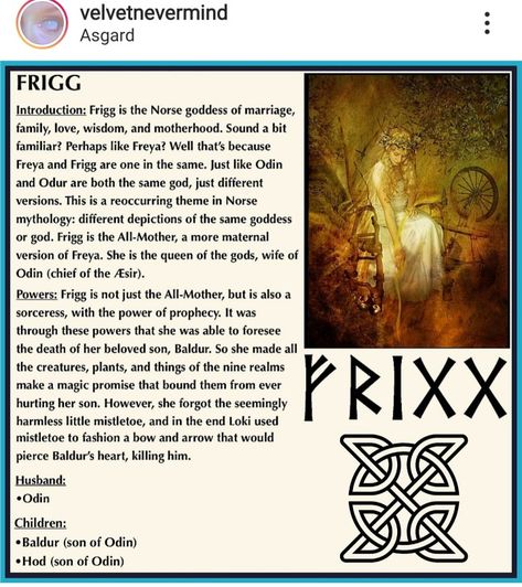 Norse Pagan Gods And Goddesses, Pagan Gods And Goddesses, Frigga Goddess, Norse Goddess Frigg, Seidr Magic, Goddess Frigg, Norse Magic, North Mythology, Nordic Goddesses