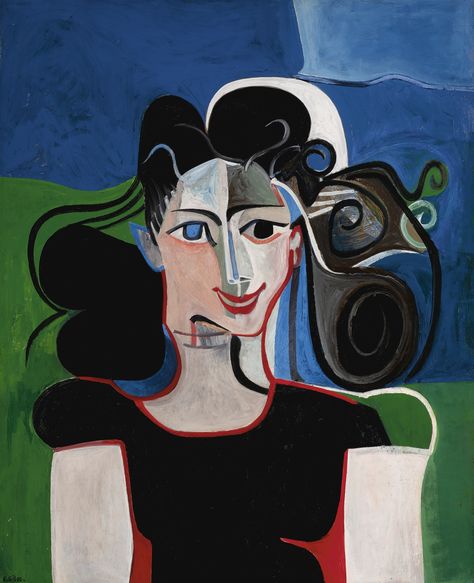 Tete de Femme (Genevieve), 1953. By Françoise Gilot (France, born 1921). Oil on panel, 39 1/4 by 32 in. Francoise Gilot, Pablo Picasso Art, Art Picasso, Figurative Kunst, L'art Du Portrait, Bio Art, Picasso Art, Georges Braque, French Art