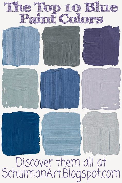 blue paint colors | different shades of blue | shades of blue discover them all on http://schulmanart.blogspot.com/2014/07/10-best-blue-paint-colors-for-your-home.html Shades Of Blue Paint, Blue Bedroom Paint, Best Blue Paint Colors, Best Gray Paint, Best Gray Paint Color, Light Grey Paint Colors, Blue Gray Paint Colors, Trim Paint, Tones Of Blue