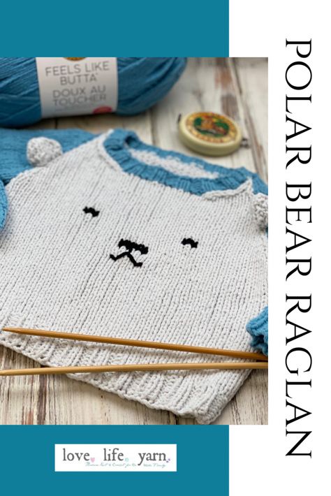 Polar Bear Sweater - Free Knitting Pattern - love. life. yarn. Unicorn Knitting Pattern Sweater, Knit Polar Bear, Free Knitting Pattern For Toddler Icelandic Sweater, Teddy Bear Jumper Knitting Pattern, Teddy Bear Cardigan Knitting Pattern, Knitting Projects Free, Bear Sweater, Animal Sweater, Knit Baby Sweaters