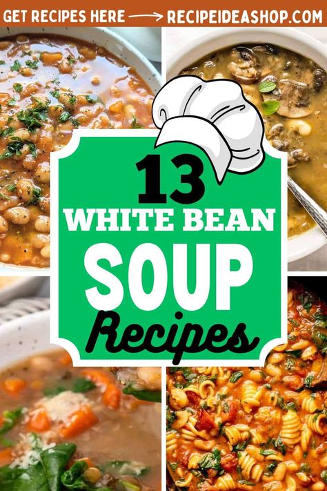 Cozy Up With These 13 Flavor-Packed White Bean Soup Recipes Beef And White Bean Soup, Creamy Bacon And White Bean Soup, White Bean Soups, White Bean Soup Recipes Healthy, White Bean Soup Instant Pot, Italian White Bean Soup, White Bean Chili Vegetarian, White Bean Chili Recipe, White Bean Soup Recipes