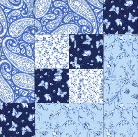 Blue and White Free Quilt Patterns - Pieced Brain Blue Quilt Patterns Free, Blue White Quilts, Blue Quilts Ideas Color Combos, Blue Quilts Patterns Free, Blue And White Quilts Patterns, Blue Quilts Ideas, Blue And White Quilts, Winter Quilts Patterns, Floral Quilt Patterns