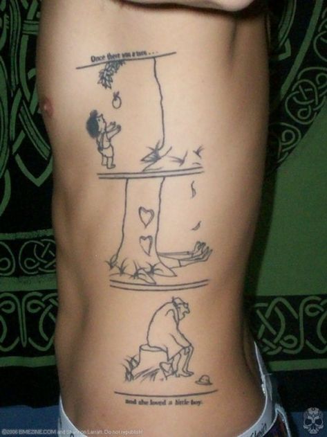 "The Giving Tree" by Shel Silverstein Literary Tattoos Quotes, Giving Tree Tattoos, Literary Tattoo, Books Tattoo, Literary Tattoos, Giving Tree, The Giving Tree, 4 Tattoo, Book Tattoo