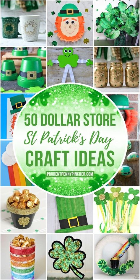 Get crafty for less with these festive dollar store St Patrick's Day crafts. There are craft ideas for kids and adults included here. From leprechaun crafts to shamrock crafts, there are plenty of fun craft projects to choose from. Leprechaun Crafts, Shamrock Crafts, Diy St Patrick's Day Crafts, Diy St Patricks Day Decor, Clover Craft, Sant Patrick, Leprechaun Craft, Shamrock Craft, St. Patrick's Day Diy