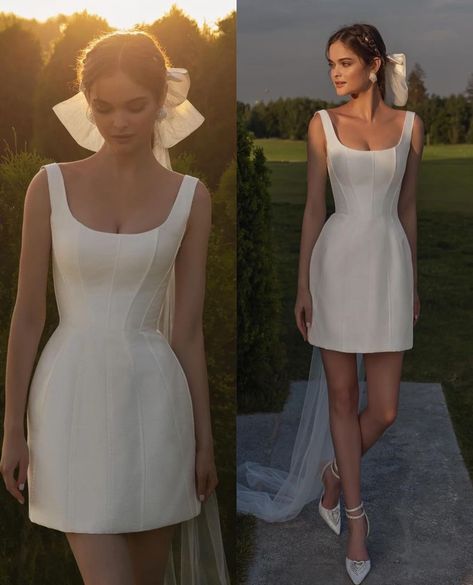 Courthouse Wedding Dress Short, Short Bride Dresses, Sum Dresses, Civil Dress, Vegas Wedding Dress, Simple Mini Dress, Modern Chic Wedding, Courthouse Wedding Dress, Bridal Wardrobe