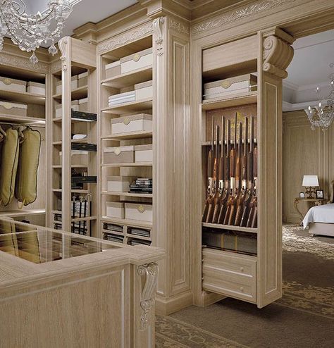 Dressing Room Luxury, Dream Closet Design, Walk In Closet Design, Hidden Spaces, Luxury Closets Design, Walk In Closets, Hidden Rooms, Safe Room, غرفة ملابس