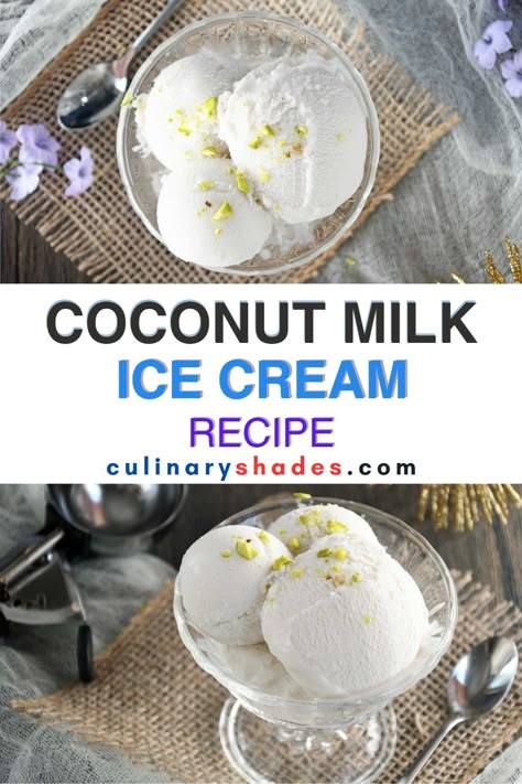 Coconut Milk Ice Cream – Culinary Shades Coconut Milk Vanilla Ice Cream, Coconut Milk Ice Cream Recipe Machine, Coconut Milk Ice Cream Recipe No Machine, No Churn Coconut Milk Ice Cream, Coconut Ice Cream Recipe Machine, Ice Cream Coconut Milk, Coconut Milk Ice Cream Recipe, Ice Recipes, Coconut Ice Cream Recipe