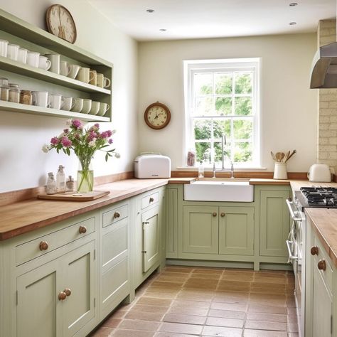 15 Kitchens With Sage Green Cabinets You Will Love - Rhythm of the Home Sage Green Kitchen Color Palette, Sage Green And White Kitchen, Resurface Cabinets, Modern Kitchen Cabinets Ideas, Green Kitchen Aesthetic, Sage Green Cabinets, Green Country Kitchen, Green Kitchen Inspiration, Light Green Kitchen