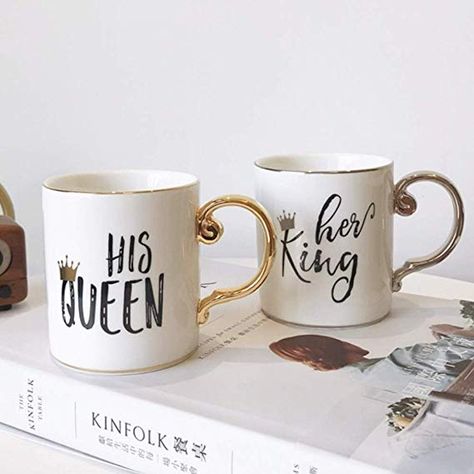 Her King His Queen, Valentines Day Gift For Girlfriend, Anniversary Husband, Couple Boyfriend, Her King, Couple Coffee, Personalised Gifts Diy, Boyfriend Anniversary, His Queen