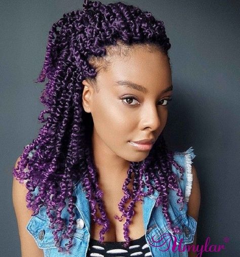 Purple Protective Styles, Kids Crotchet Hairstyles, Twist Hair Braids, Passion Twists Crochet, Short Passion Twist, Twists Crochet, Ombre Twist, Passion Hair, Passion Twist Crochet