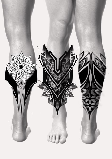 Calf Sleeve Tattoo, Geometric Tattoo Leg, Back Of Leg Tattoos, Best Leg Tattoos, Geometric Mandala Tattoo, Geometric Sleeve Tattoo, Geometry Tattoo, Tattoo Leg, Geometric Tattoo Design