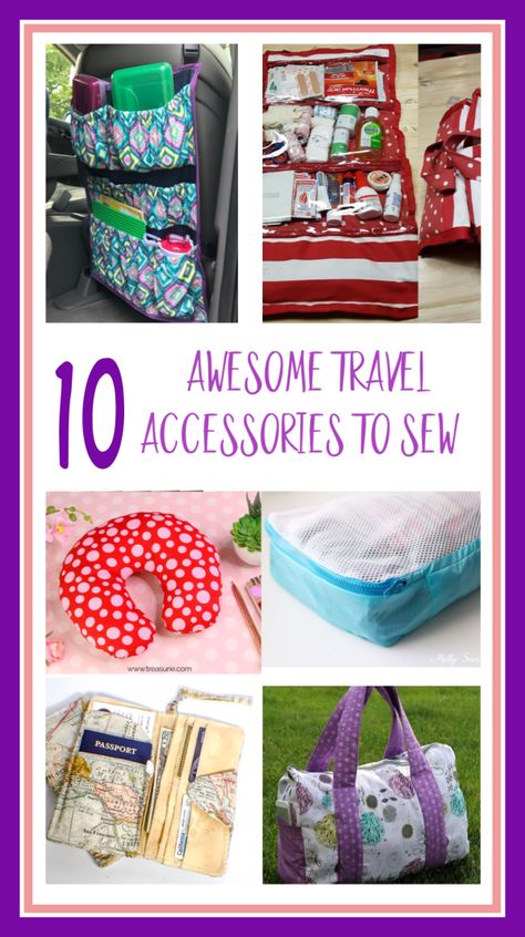 FREE patterns! These practical and useful travel accessories are easy to sew and will make your journey enjoyable and memorable. Also, you can coordinate with your luggage by using the same fabric for all your projects. Sewing Travel Accessories, Accessories To Sew, Diy Travel Accessories, Vinyl Placemats, Purse Sewing, Travel Sewing, Candles Diy, Sewing To Sell, Sewing Machine Projects