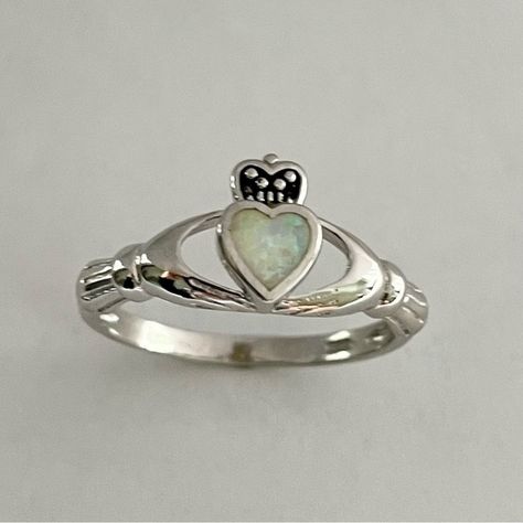 Sterling Silver Claddagh Fire Opal Heart Ring, Irish Ring, Heart Ring, Claddagh Claddagh Engagement Ring, Diamond Claddagh Ring, Opal Heart Ring, Opal Ring Silver, Music Rings, Irish Ring, Gold Claddagh Ring, Silver Claddagh Ring, Irish Ring Claddagh