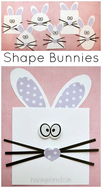 Shape Bunny Craft ~ Easter activity for preschoolers Easter Art Projects, Art Projects For Preschoolers, Projects For Preschoolers, Easter Art Project, Easter Classroom, Easter Things, Easter School, Craft Easter, Bunny Craft