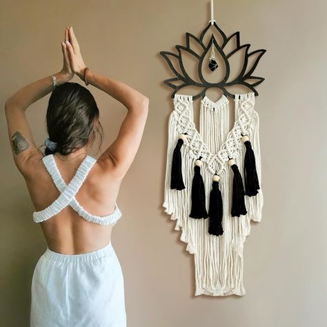 Amazon.com: Artilady Macrame Wall Hanging - Lotus Macrame Tapestry Dream Catcher Wall Decor Large Boho Decorations for Home Bedroom Living Room Bathroom Hallway Birthday for Women Girls : Home & Kitchen Lotus Macrame, Dream Catcher Wall Decor, Boho Decorations, 2024 Bedroom, Girls Home, Dream Catcher Wall, Macrame Tapestry, Bathroom Hallway, Decorations For Home