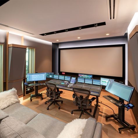 @FredParagano's Dolby Atmos room 📷 @russbergerdesigngroup #dolbyatmos #avids6 #recordingstudio #mixing #audioengineer #paragonstudio #protools #avid #kinerktube Studio Theater, Small Lounge, Music Studio Room, Audio Engineer, Recording Studios, Pro Tools, Studio Room, Dolby Atmos, Music Studio