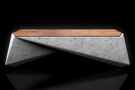 Modern Bench Design, Urban Furniture Design, Concrete And Wood, Modern Furniture Design, Bench Design, Concrete Bench, Furniture Ads, Concrete Furniture, Concrete Crafts