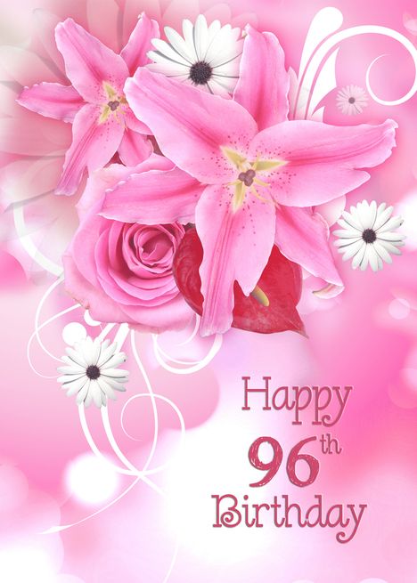 96th Birthday pink lilies and rose bouquet with daisies card #Ad , #SPONSORED, #pink, #lilies, #Birthday, #daisies Lily Rose Bouquet, Lily And Rose Bouquet, Happy 79th Birthday, White Daisy Bouquet, Rose And Lily Bouquet, Birthday Font, Font Aesthetic, 98th Birthday, 100th Birthday Card