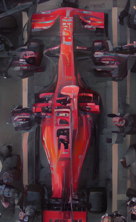 Formula 1 Painting Ideas, F1 Car Illustration, Transport Art Gcse, F1 Car Painting, F1 Car Sketch, Formula 1 Painting, F1 Ferrari Car, Ferrari Painting, F1 Painting