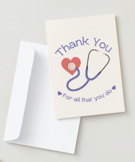 The perfect card for nurses, healthcare workers, doctors! Blank interior. Comes with envelope. Healthcare Workers, Home Made, Thank You Cards, Health Care, How To Find Out, Envelope, Thank You, Coding, Quick Saves