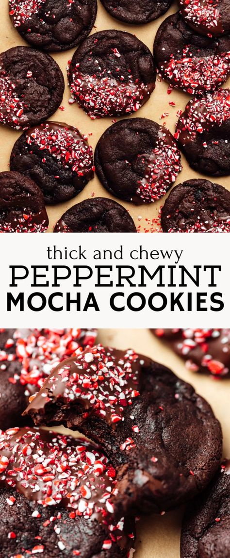 Chocolate Peppermint Crunch Cookies, Cookie Platter, Mocha Peppermint Cookies, Best Cookies Ever, Peppermint Mocha Cookies, Holiday Cookie Exchange, Crushed Candy Cane, Frozen Cookie Dough, Mocha Cookies