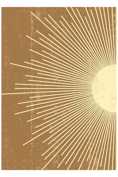 Eclectic Art Wall, Copper Background, Unusual Wall Art, Sunburst Art, Quirky Wall Art, Vintage Meets Modern, Dreamy Design, Sun Prints, Yellow Sunshine