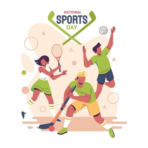 Hand drawn national sports day illustrat... | Free Vector #Freepik #freevector #hand-drawn #sports #event #illustrations Sports Day Clipart, Sports Day Poster, National Sports Day, School Sports Day, Day Illustration, Sports Event, Character Vector, Sport Illustration, Best Digital Marketing Company