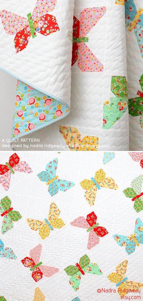 Quilts With Butterflies, Quilt Butterfly Pattern, Summer Quilt Blocks Free Pattern, Butterfly Quilt Patterns Free, Butterfly Applique Quilt, Butterfly Quilt Block Pattern Free, Applique Quilt Patterns Free Ideas, Summer Quilts Ideas Free Pattern, Free Butterfly Quilt Block Pattern