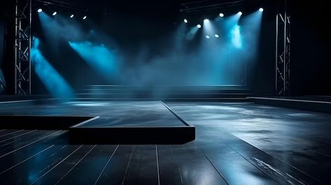 Photo a stage with a blue light that is ... | Premium Photo #Freepik #photo #stage-show #stage-performance #concert-hall #theater-stage Blue Stage Lighting, Warning Aesthetic, High Gloss Floors, Silent Sky, Epic Musical, Theater Stage, Mood Bored, 2024 Moodboard, Theatre Lighting