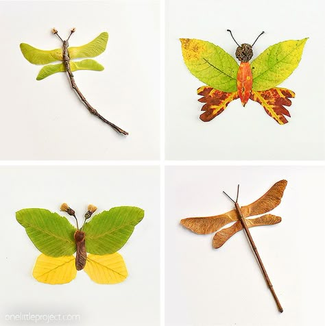 These autumn leaf butterflies and dragonflies are SO COOL and they're really easy to make! Go on a nature walk and see what fun leaves, flowers, pinecones, thistles, and sticks you can find. You can make all sorts of fun creatures from fall leaves! This Autumn nature craft is such a fun fall craft for kids! Leaf Animals, Fun Fall Crafts, Nature Craft, Butterflies And Dragonflies, Easy Art Projects, Leaf Crafts, Fall Crafts For Kids, Autumn Nature, Forest School