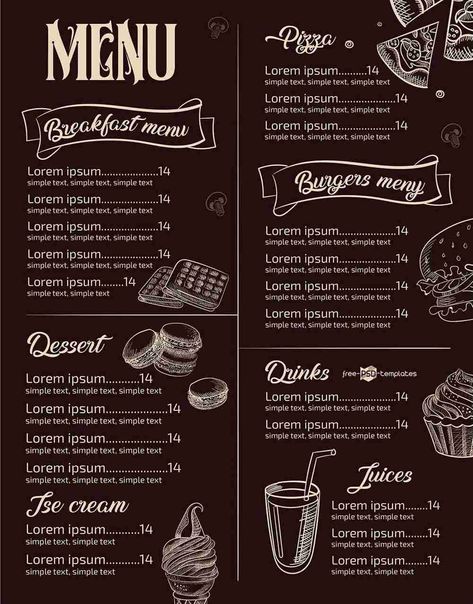 Sample Menu Design Templates Website Menu Design, Burger Van, Menu Vintage, Free Menu Templates, Menu Sans Gluten, Cafe Menu Design, Menu Card Design, Coffee Shop Menu, Website Menu