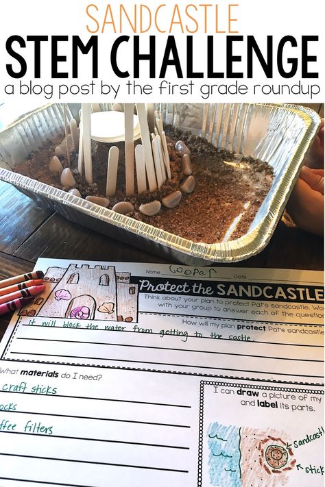 Sandcastle Erosion STEM Challenge - Firstgraderoundup Second Grade Standards, Erosion Activities, Summer Stem, Second Grade Science, Weathering And Erosion, Stem Challenge, Earth And Space Science, Stem Challenges, Stem Projects