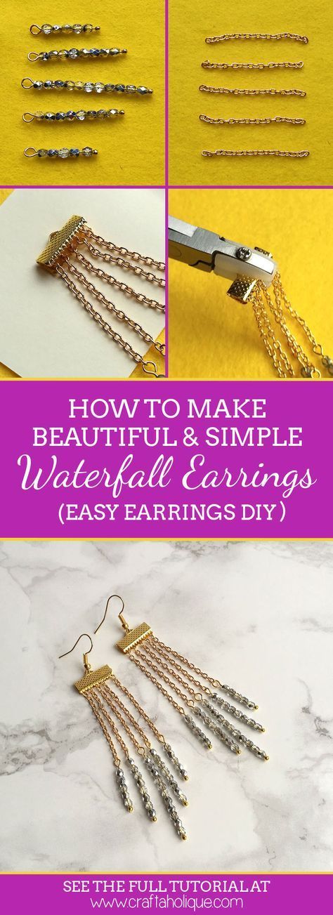 Easy Earrings, Anting Manik, Waterfall Earrings, Diy Earrings Easy, Earrings Tutorial, Jewerly Making, Earrings Inspiration, Earring Tutorial, Homemade Jewelry