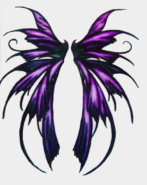 Fairy Wings Tattoo, Wings Tattoo Meaning, Purple Fairy Wings, Fairy Wing Tattoos, Wing Tattoos On Back, Wing Tattoo Designs, Fairy Tattoo Designs, Magic Tattoo, Wings Drawing