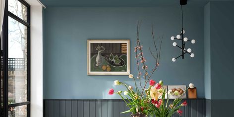 Selvedge Living Room, Selvedge Farrow And Ball Living Room, Selvedge Farrow And Ball, Farrow And Ball Selvedge, Dix Blue Farrow And Ball, Farrow And Ball Bathroom, Narrow Porch, Farrow And Ball Blue, Farrow And Ball Inchyra Blue