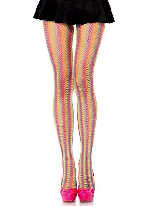 Amazon.com: Leg Avenue Women's Neon Rainbow Striped Fishnet Tights, One Size: Clothing Leg Avenue Costumes, Neon Rainbow, Patterned Tights, Leg Avenue, Fishnet Tights, Beautiful Lingerie, Vintage Style Outfits, Rainbow Stripes, Ripped Jeans