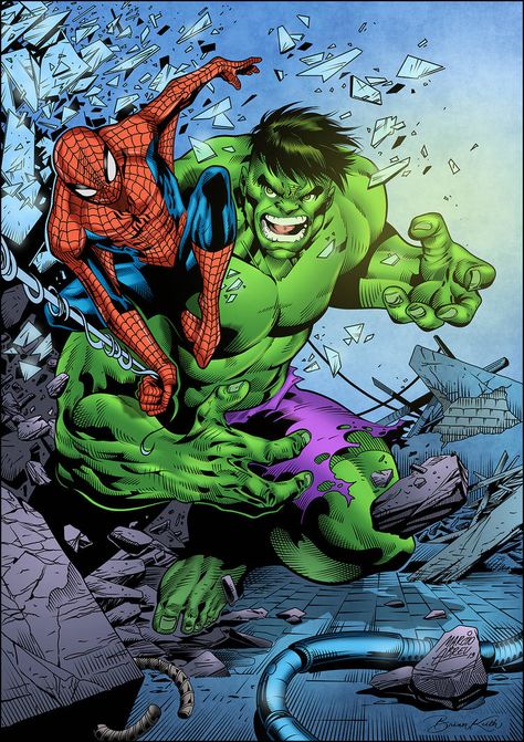 Spiderman Vs Hulk, Brian Keith, Hulk Birthday, Hulk Spiderman, Hulk Comic, My Colors, Comic Book Artwork, The Hulk, Classic Cartoon Characters