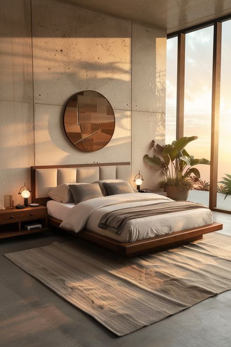 Blend old and new décor styles to create a stylish and functional mid-century modern bedroom with matching beds with storage. 🏡🌟 Mid Century Bedroom Ideas Master, Mid Century Moody Bedroom, Mid Century Modern House Bedroom, Minimal Mid Century Modern Bedroom, Midcentury Modern Interior Design Bedroom, Desert Style Bedroom, Minimal Bed Design, Mid Century Modern Bedroom Green, Modern Room Ideas For Men