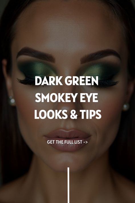 Dark Green Smokey Eye Looks & Tips Dark Green Smokey Eye, Green Smokey Eye Tutorial, Emerald Green Eye Makeup, Emerald Green Makeup Looks, Smokey Eye Looks, Dark Green Eyes, Green Eyeshadow Look, Grey Smokey Eye, Dark Smokey Eye