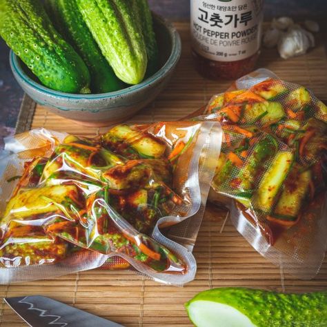 As cucumbers are in season their abundance and lower price is a perfect time to prepare Cucumber Kimchi. It is a delicious addition to many Asian dishes, perfect for a hot sunny day. Great booster for your gut microbiome as well #HalfYourPlate #Cucumbers #Kimchi #CucumberKimchi #Sides #Condiment Korean Cucumber Kimchi, Salted Shrimp, Korean Cucumber, Cucumber Kimchi, Hot Sunny Day, Curry Pasta, Fermented Kimchi, Ideas For Dinner, Foods Ideas