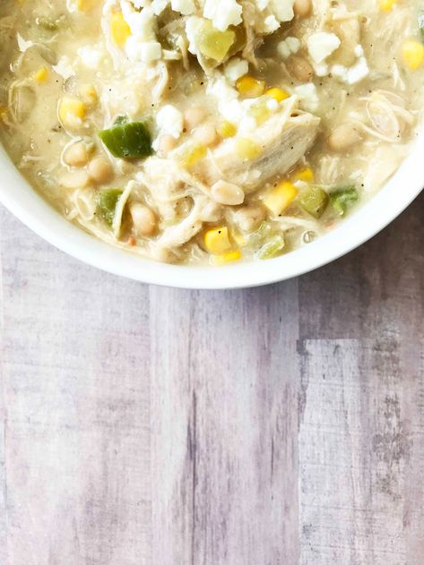 Skinny Creamy White Chicken Chili — The Skinny Fork White Chicken Chili Recipe Crockpot, Chili White, White Chicken Chili Slow Cooker, Chicken Chili Crockpot, Slow Cooker Chicken Chili, Crockpot White Chicken Chili, Creamy White Chicken Chili, White Chili Chicken Recipe, White Chili