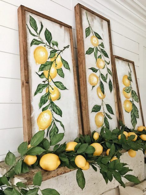 Summer Mantel, Lemon Kitchen Decor, Liz Marie, Lemon Painting, Lemon Kitchen, Geek Decor, Lemon Decor, 100th Birthday, Summer Kitchen