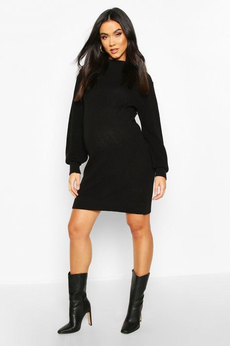 Roll Neck Jumper Dress, Knitted Jumper Dress, Sparkling Jewelry, Knitted Dresses, Latest Sweater, Blouson Sleeve, Animal Motifs, Black Sweater Dress, Roll Neck Jumpers