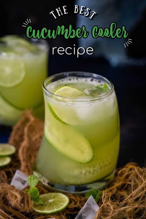 Summer Cocktail Punch, Basil Drinks, Cucumber Cooler, Ice Lemon Tea, Refreshing Summer Recipes, Cucumber Drink, Cucumber Cocktail, Mint Drink, Chill Drinks