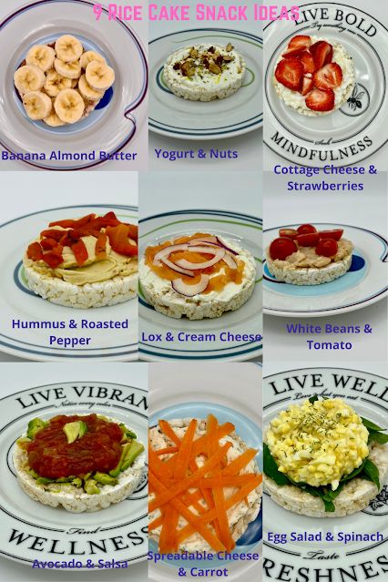 Snack Time—9 Rice Cake Combos Rice Cakes Toppings, Cream Cheese Snacks, Rice Cake Snacks, Greek Yogurt Toppings, Rice Cake Recipes, Cream Cheese Topping, Savory Rice, Yummy Healthy Snacks, Mashed Avocado