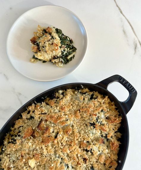 Swiss Chard and Kale Gratin Recipe Mashed Potatoes For Thanksgiving, Kale Gratin, Spinach Gratin, Cooking Thanksgiving Dinner, Winter Dinner Party, Perfect Mashed Potatoes, Cauliflower Mashed Potatoes, Italian Chopped Salad, Parmesan Recipes